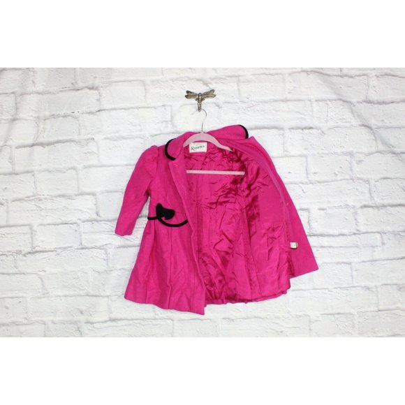 Rothschild Pink Wool Velvet Trim Long Dress Coat Size 4T - Picture 4 of 9